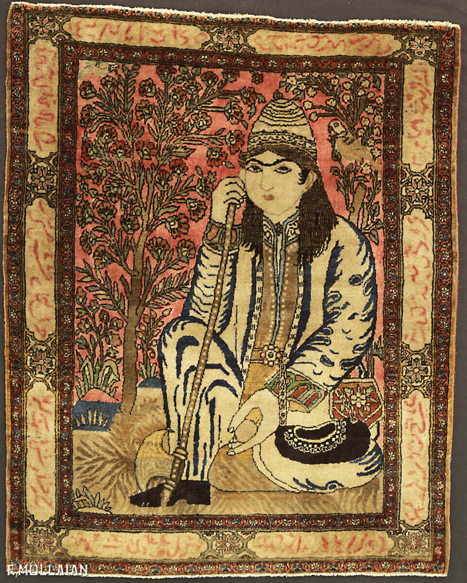 Tapis Persan Antique Kashan Mohtasham n°:35714199